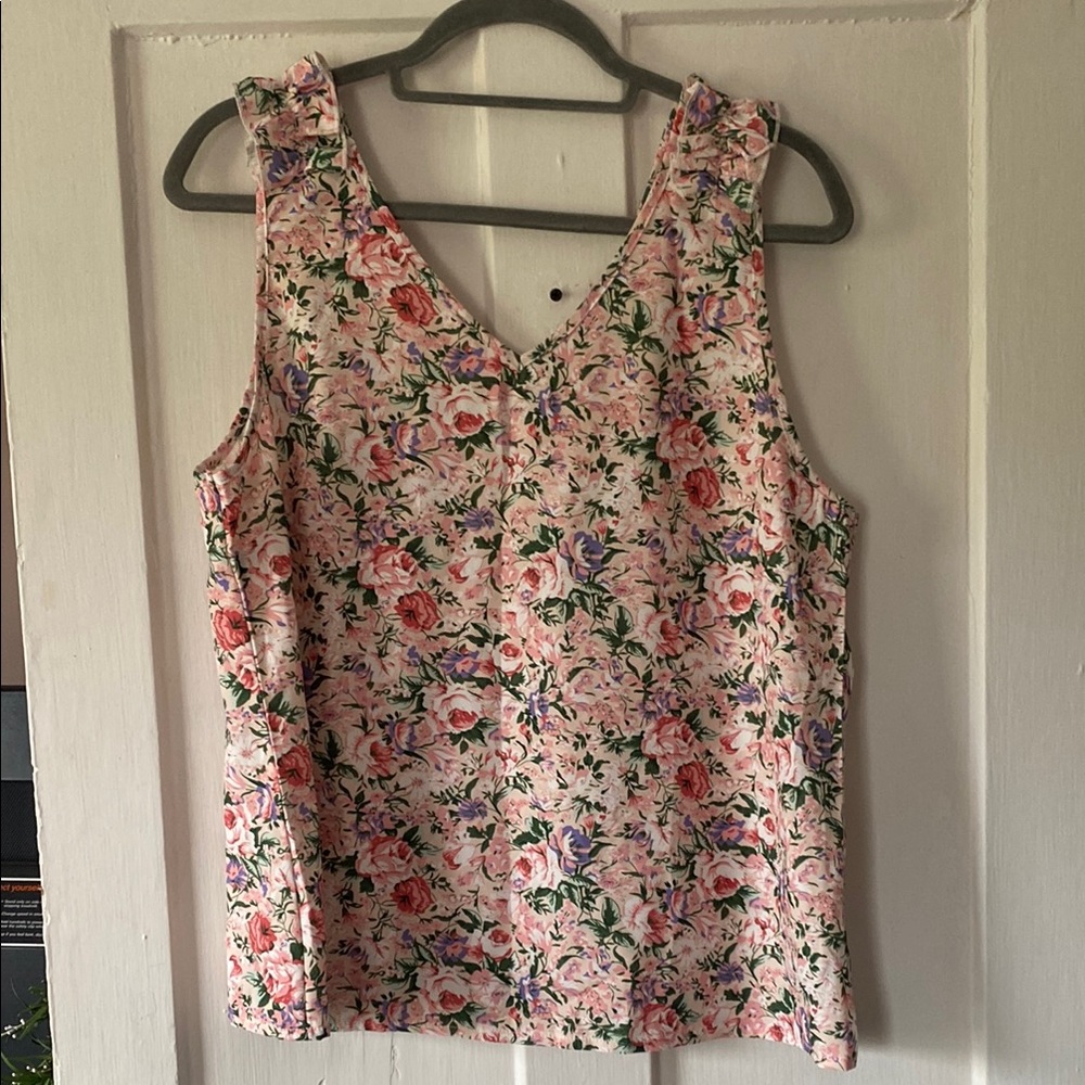 Boxy Pink and Orange Sleeveless Tank Top